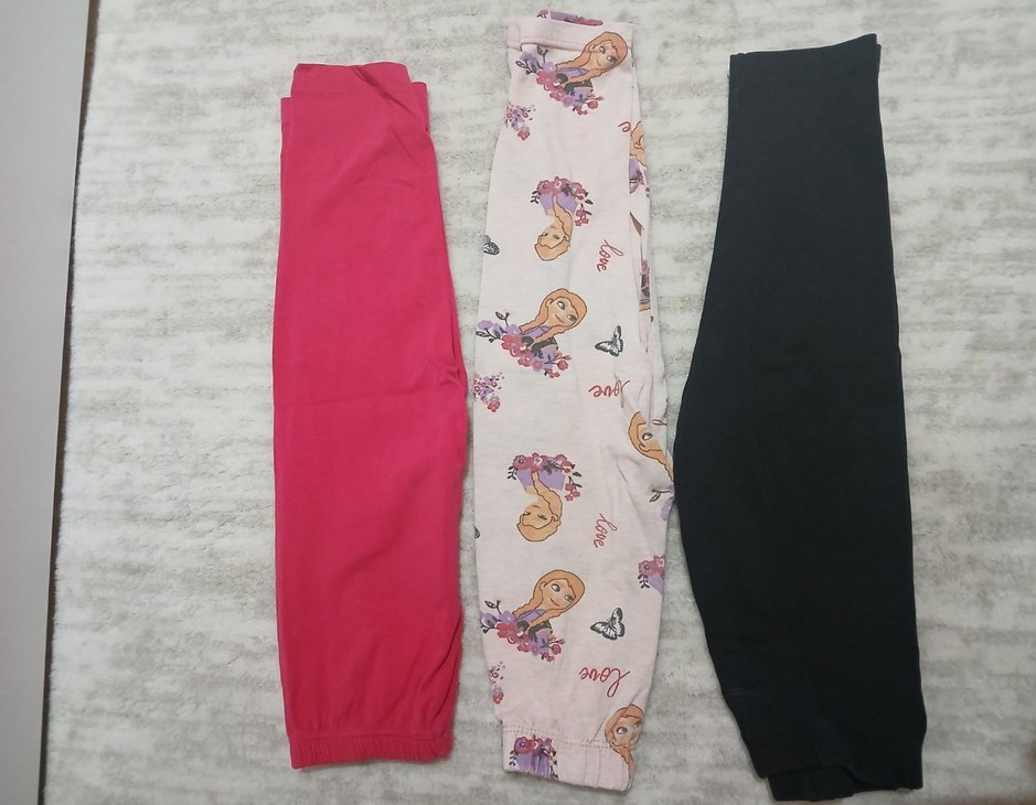 Kız Çocuk 3'lü Desenli ve Düz Tayt Seti - Görsel 2