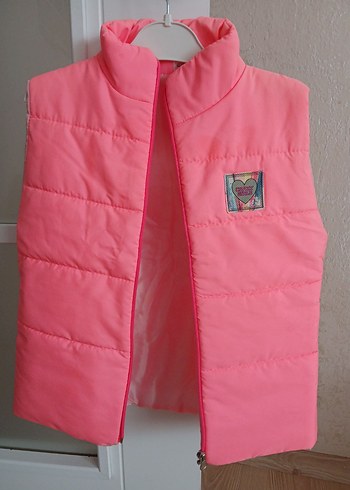 Kız Çocuk Pembe Fermuarlı Yelek - Görsel 3