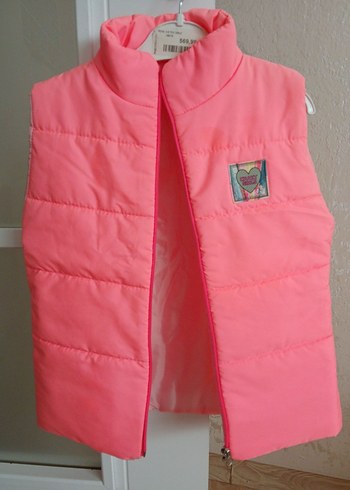 Kız Çocuk Pembe Fermuarlı Yelek - Görsel 4