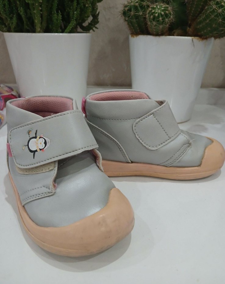 Penguen Figürlü Bilekli Gri Çocuk Ayakkabısı (İlk Adım/Bot) - Görsel 2