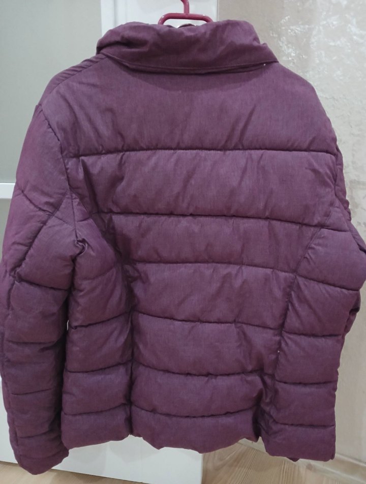 Mor Fermuarlı Kadın Kışlık Mont - Görsel 5