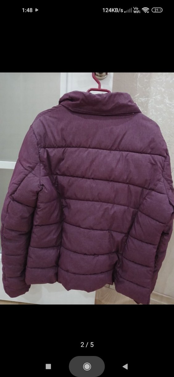 Mor Fermuarlı Kadın Kışlık Mont - Görsel 2