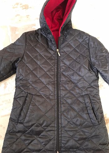 İçi Kırmızı Polar Detaylı Siyah Mont - Görsel 5