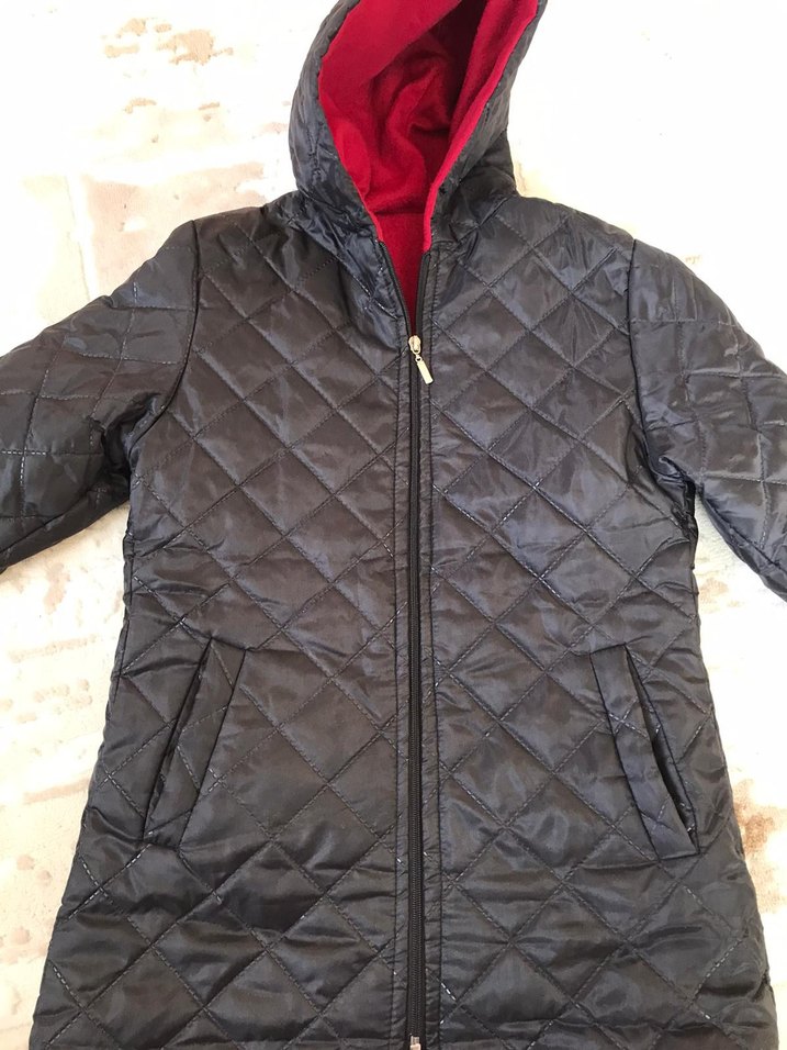 İçi Kırmızı Polar Detaylı Siyah Mont - Görsel 5