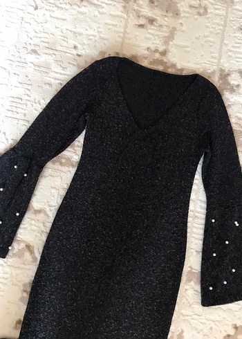 İncili İspanyol Kol Örme Elbise - Görsel 8