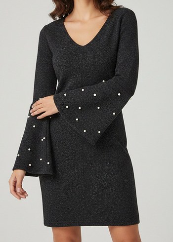 İncili İspanyol Kol Örme Elbise - Görsel 9