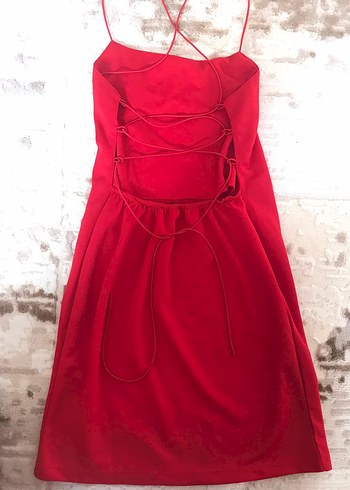 sırt dekolteli İddialı Kırmızı elbise - Görsel 8