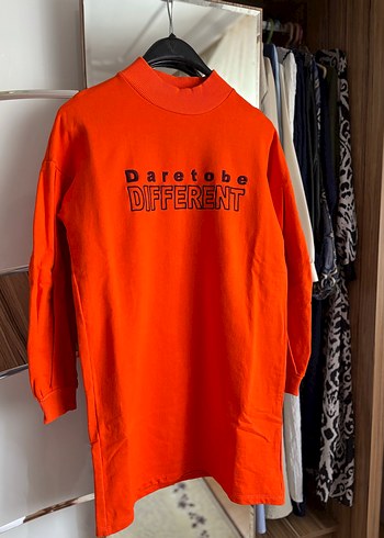 Turuncu Baskılı Kadın Sweatshirt