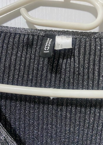 H&M Gri V Yaka Fermuarlı İnce Triko Kazak