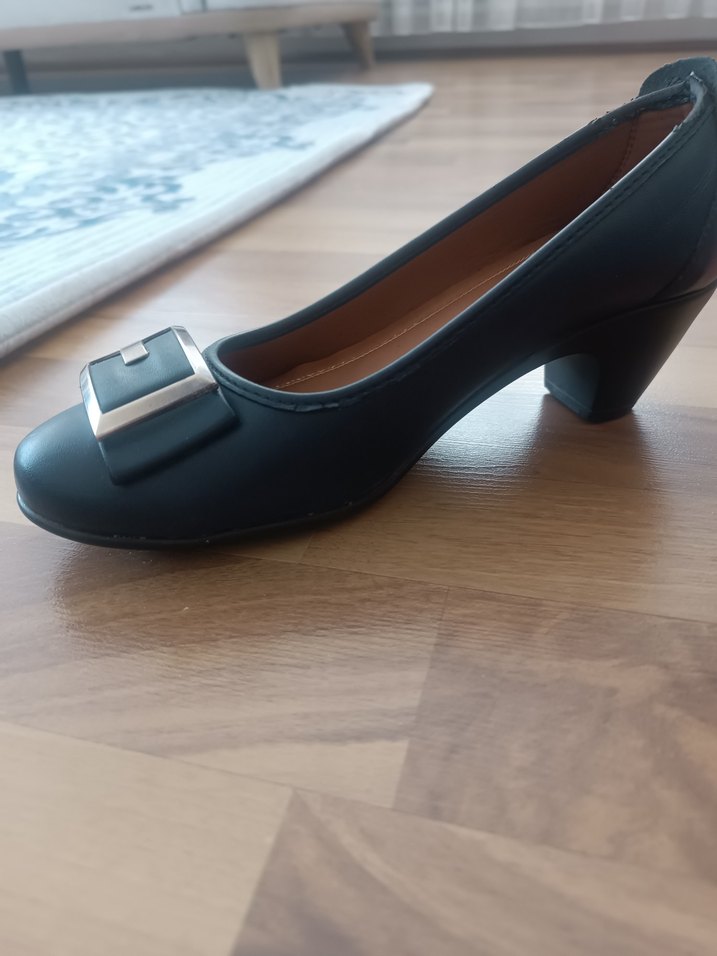 Kadın Lacivert Tokalı Topuklu Babet - Görsel 3