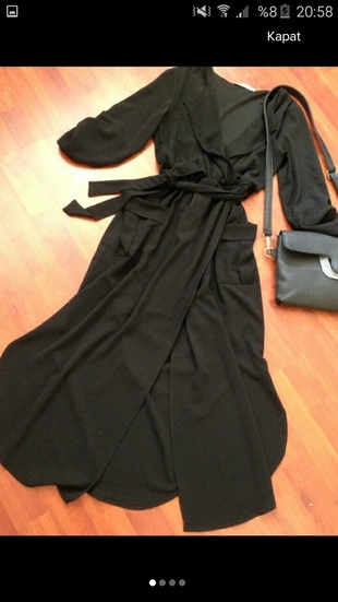 Diğer siyah midi boy elbise 