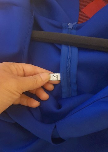 Diğer Kadın Mavi Midi V Yaka Volanlı Elbise