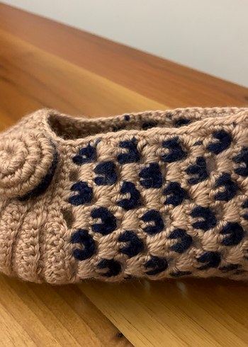 Bej Örgü Kadın patik - Görsel 2