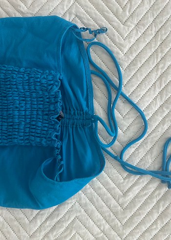 Zara straplez mavi üst - Görsel 2