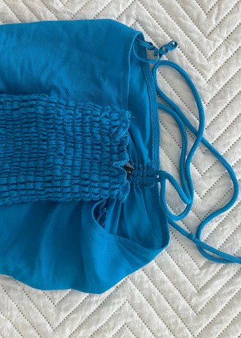 Zara straplez mavi üst - Görsel 5