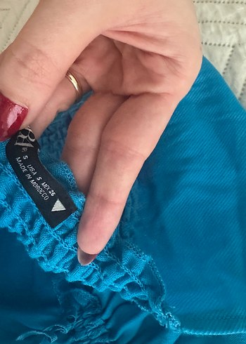 Zara straplez mavi üst - Görsel 3