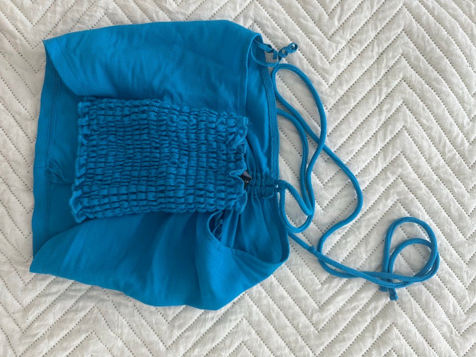 Zara straplez mavi üst - Görsel 5