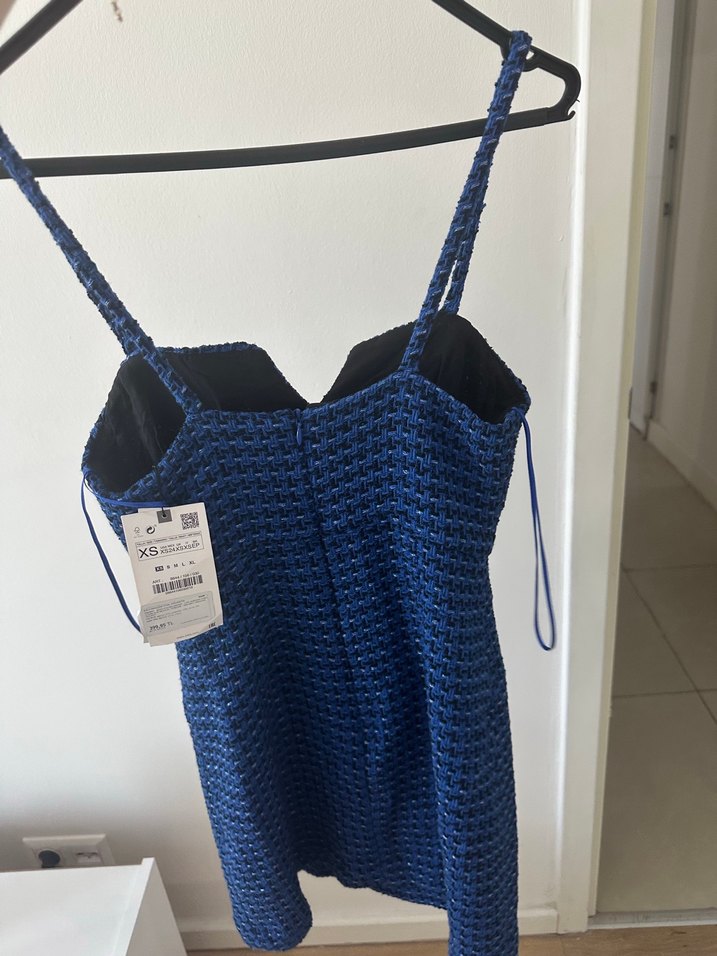 Zara tüvit mavi ipli elbise - Görsel 3