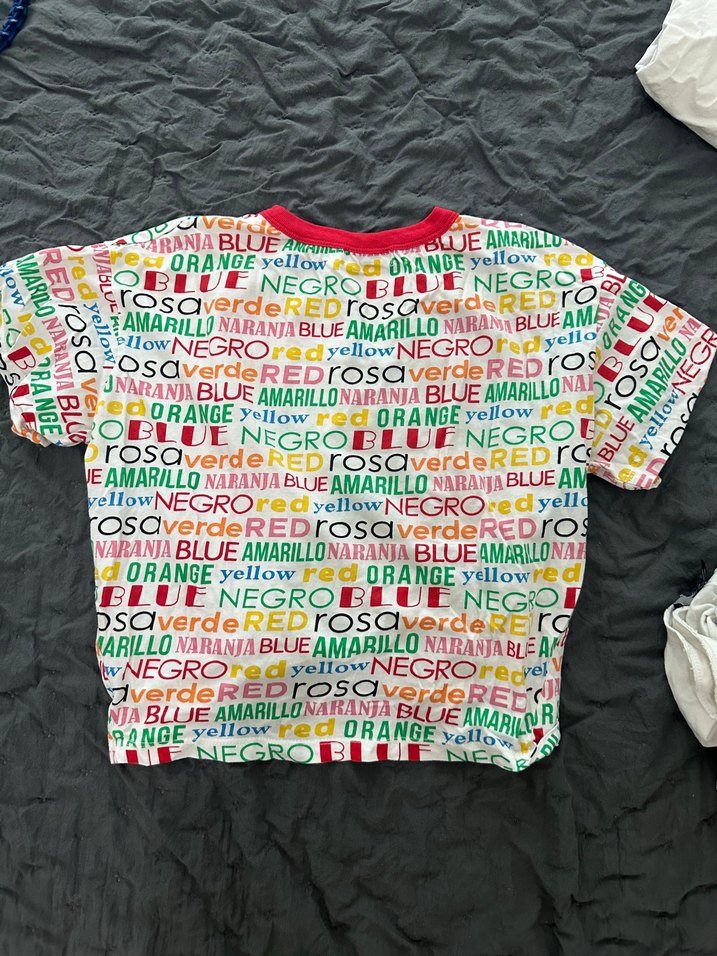 Renkli Baskılı Kız Tişörtü, Kısa Kollu, Rahat Kesim - Görsel 2