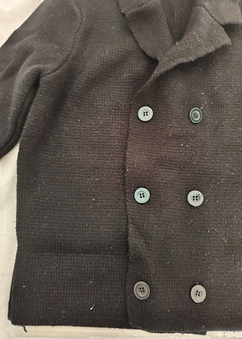 Erkek Çocuk Siyah Yünlü Düğmeli Kaban - Görsel 3