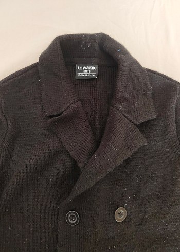 Erkek Çocuk Siyah Yünlü Düğmeli Kaban - Görsel 2