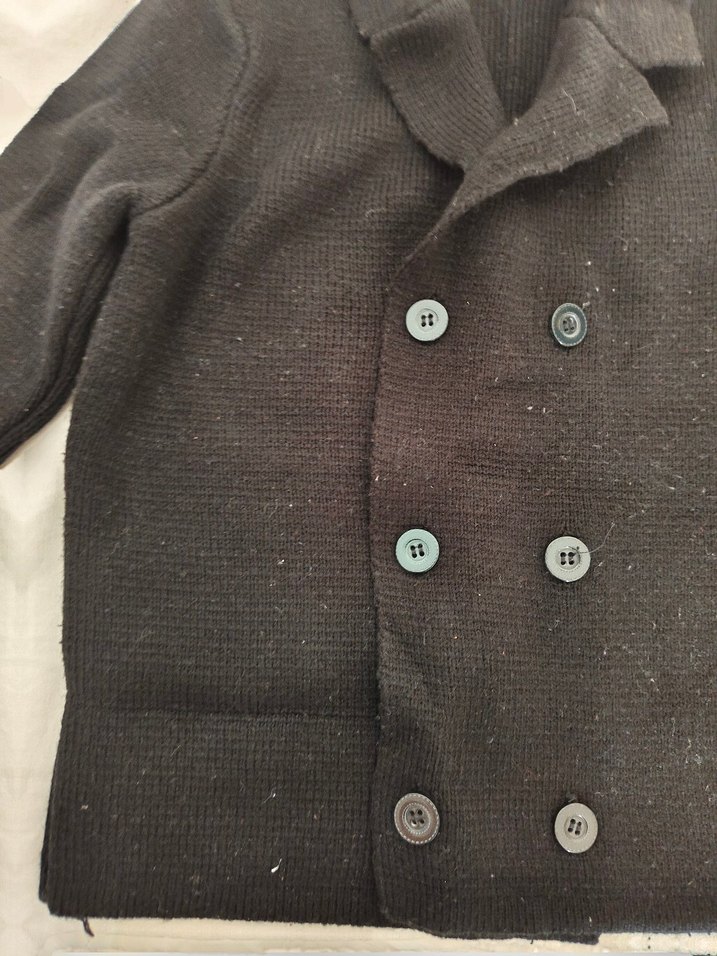 Erkek Çocuk Siyah Yünlü Düğmeli Kaban - Görsel 3