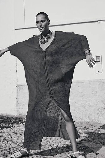 Zara etiketli keten kaftan kimono - Görsel 7