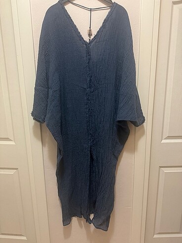 m Beden mavi Renk Zara etiketli keten kaftan kimono