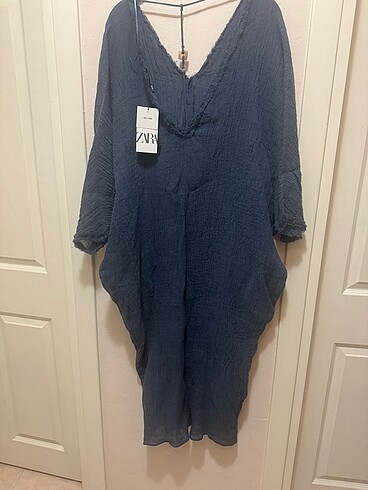 Zara etiketli keten kaftan kimono - Görsel 5