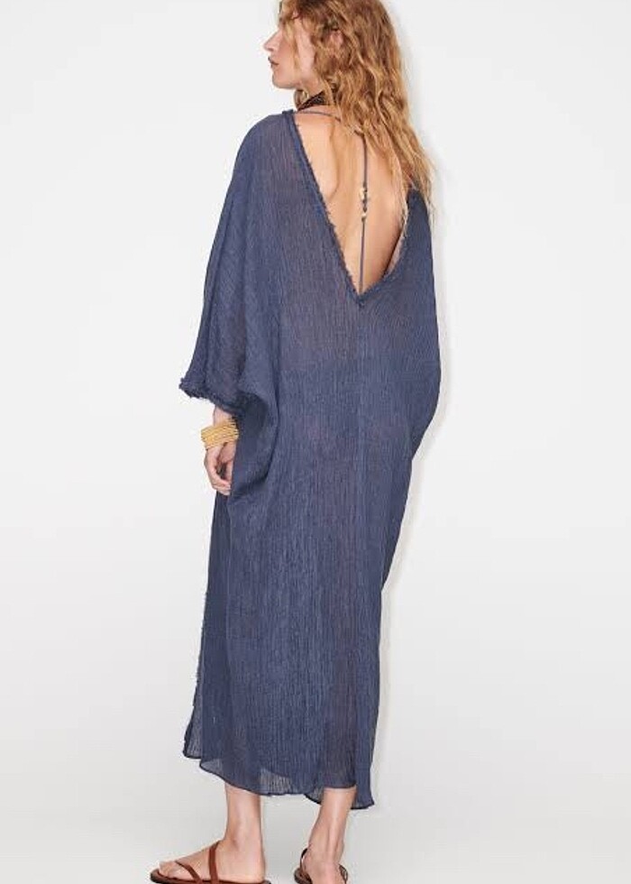 Zara etiketli keten kaftan kimono - Görsel 2
