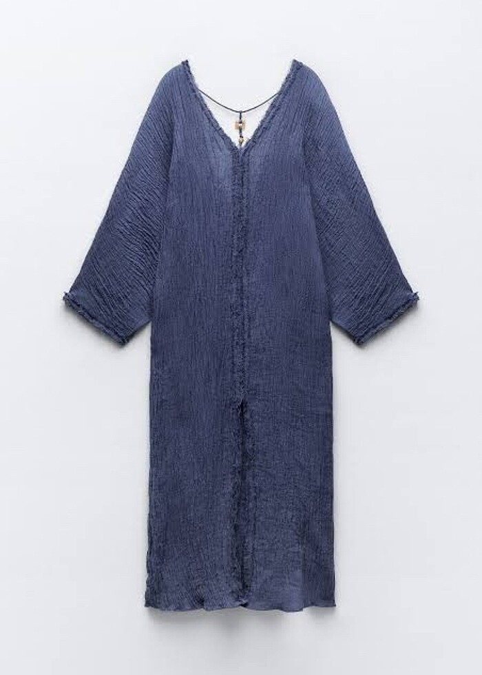 Zara etiketli keten kaftan kimono - Görsel 3