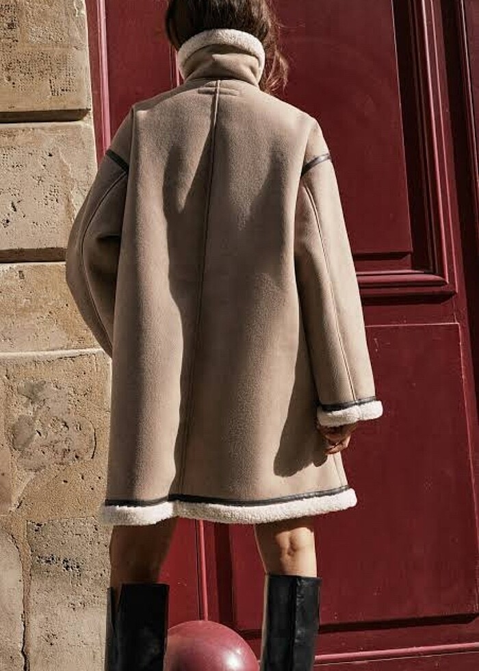 Zara astar detaylı düğmeli kaban - Görsel 3