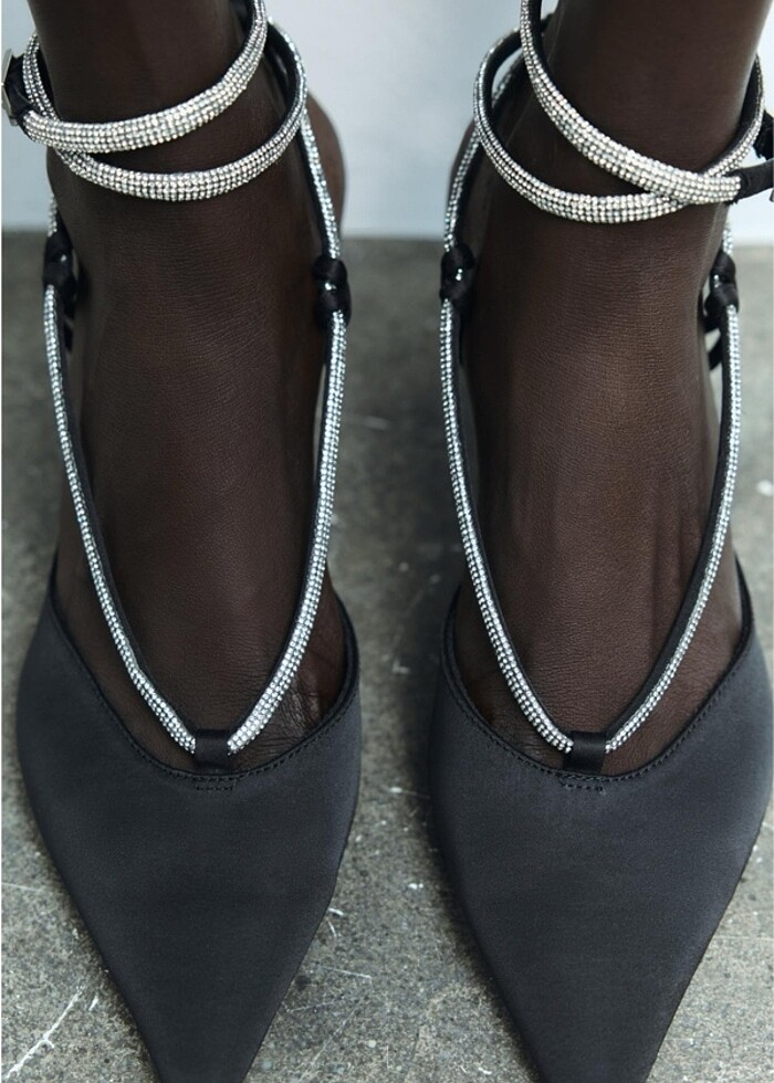 Zara parlak taşlı bantlı topuklu ayakkabı - Görsel 2