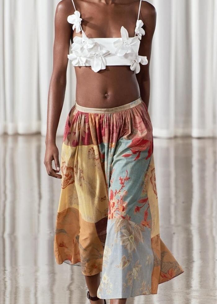 Zara desenli midi etek - Görsel 2