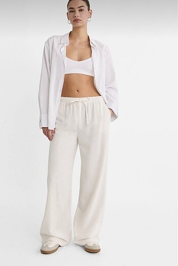 Stradivarius Keten Karışımlı Bol Pantolon
