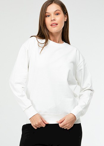 Kadın Oversize Bisiklet Yaka Sweatshirt