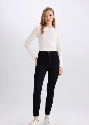 Jegging Yüksek Bel Bilek Boy Dar Paça Basic Düz Jean Pantolon