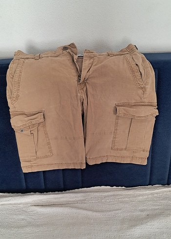 Bej Kemerli Erkek Kargo Şort