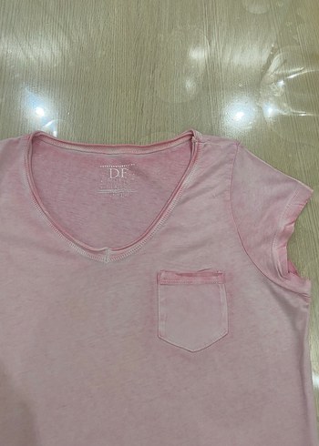 Defacto Pembe V Yaka Kısa Kollu Tişört