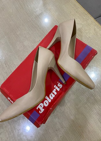 Bej Stiletto Topuklu Kadın Ayakkabı Polaris - Görsel 7