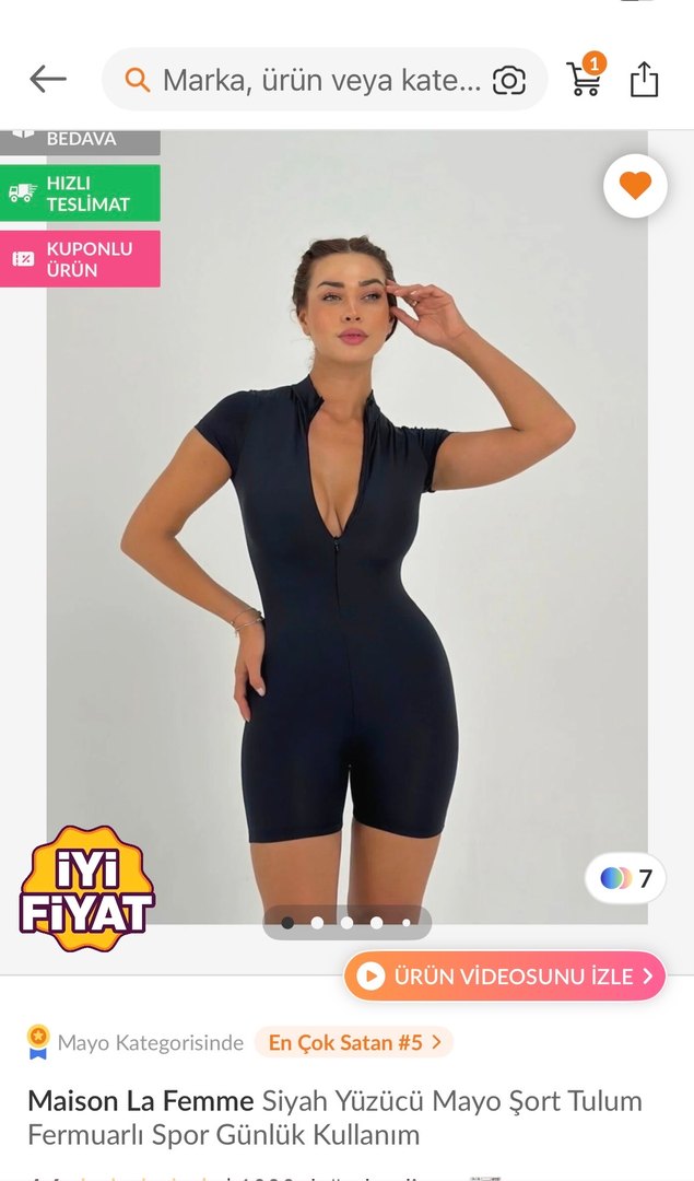 V Yakalı Siyah Kısa Tulum - Görsel 2