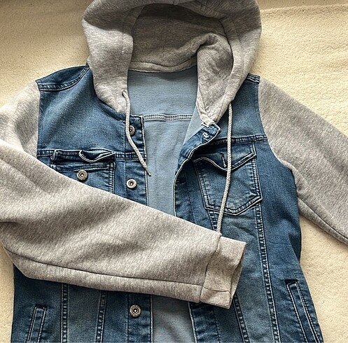 Diğer Unisex kapüşonlu kot ceket