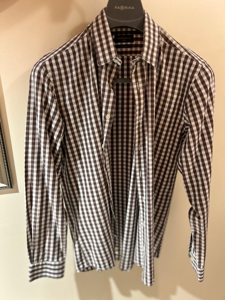 George hogg Erkek Kahverengi Kareli Uzun Kollu Gömlek - Görsel 5