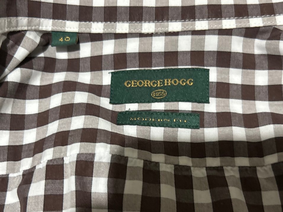 George hogg Erkek Kahverengi Kareli Uzun Kollu Gömlek - Görsel 2