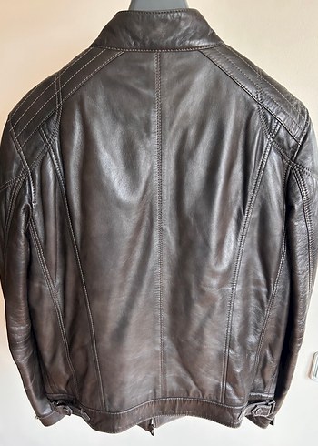 Derimod Kahverengi Deri Erkek Biker Ceket - Görsel 2