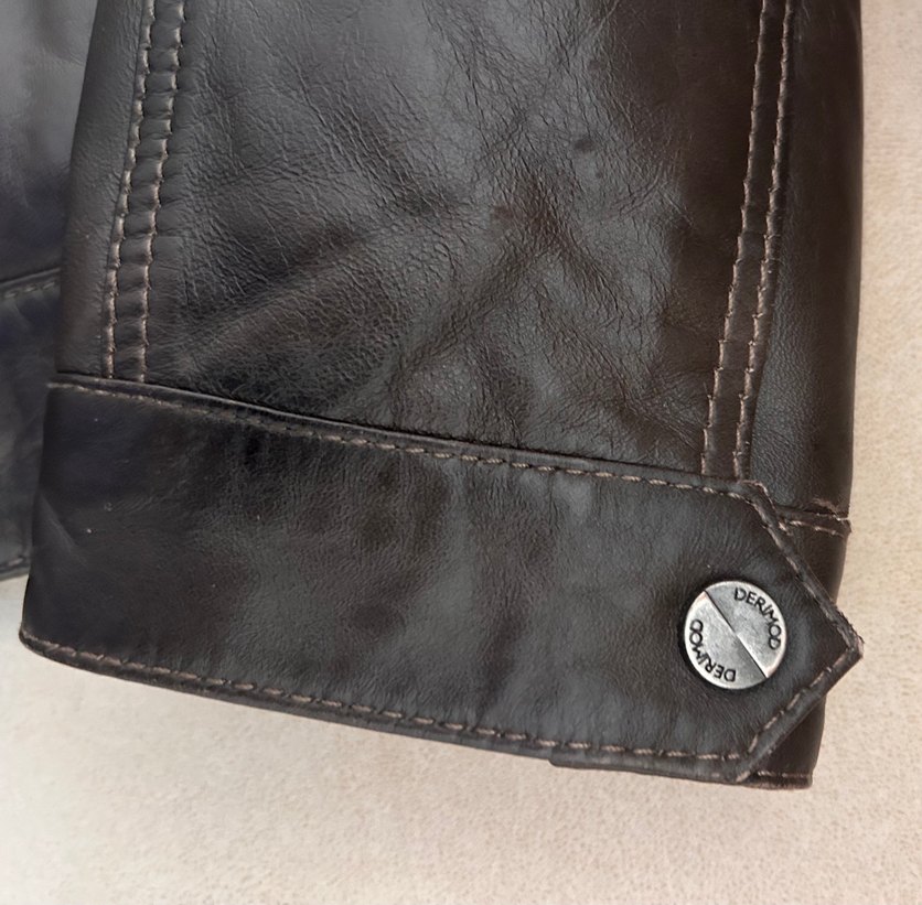 Derimod Kahverengi Deri Erkek Biker Ceket - Görsel 4