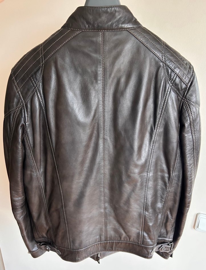 Derimod Kahverengi Deri Erkek Biker Ceket - Görsel 2