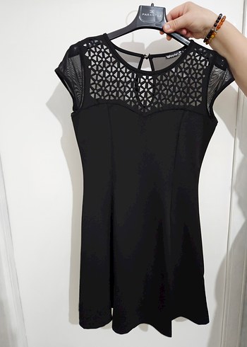 Lacivert V Yakalı Dantel Detaylı Midi Elbise - Görsel 6