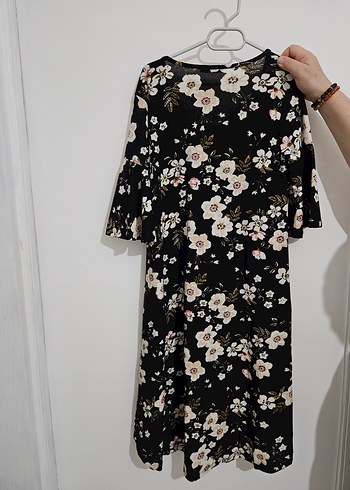 Lacivert V Yakalı Dantel Detaylı Midi Elbise - Görsel 10