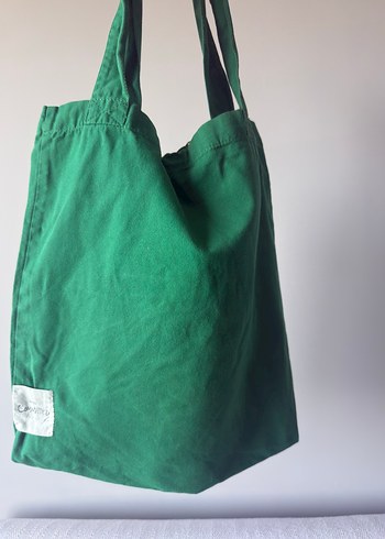 Mango Yeşil Pamuklu Shopper Çanta